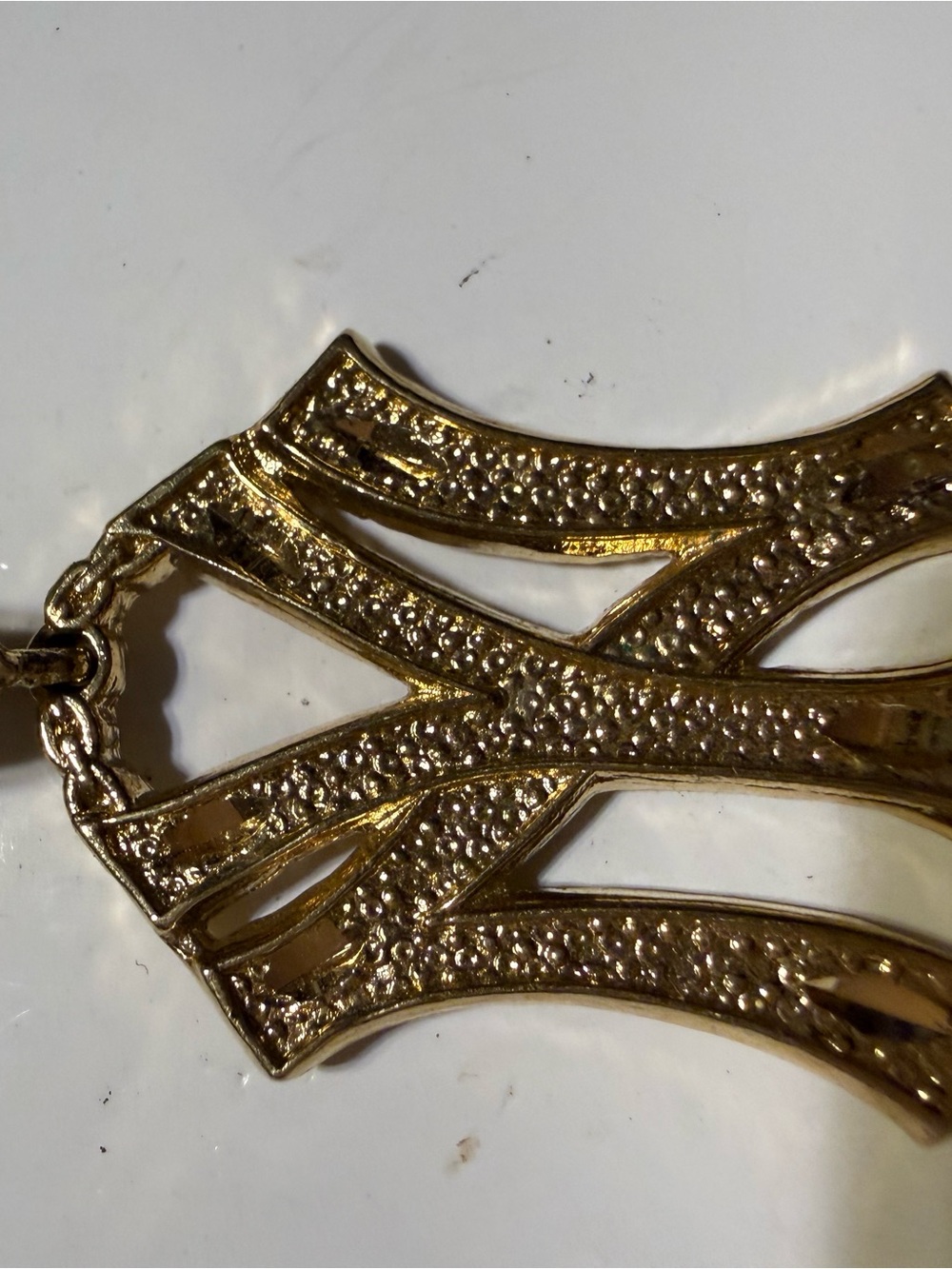 Gold Tone Textured Pendant Necklace